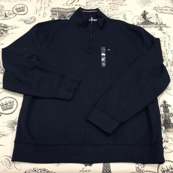 Tommy Hilfiger Mens 1/4 Zip Mockneck Sweatshirt - Picture 2 of 4